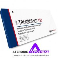 Trenbomed 150 von Deus Medical. Verpackung mit 10 Ampullen, jede enthält 1 ml mit 150 mg Trenbolon