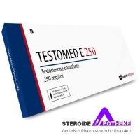 TESTOMED E 250 (Testosteron Enantat) von Deus Medical. Fläschchen mit 10 ml, enthält 250 mg/ml Testosteron Enantat.