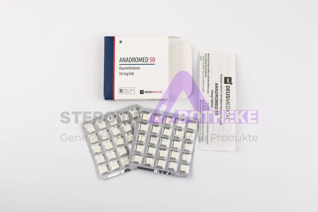 Anadromed 50 (Oxymetholone 50 mg) 50-Tabletten-Blister von DeusMedical – starkes, hepatotoxisches, aromatisierendes Anabolikum für maximale Massen- und Kraftzuwächse