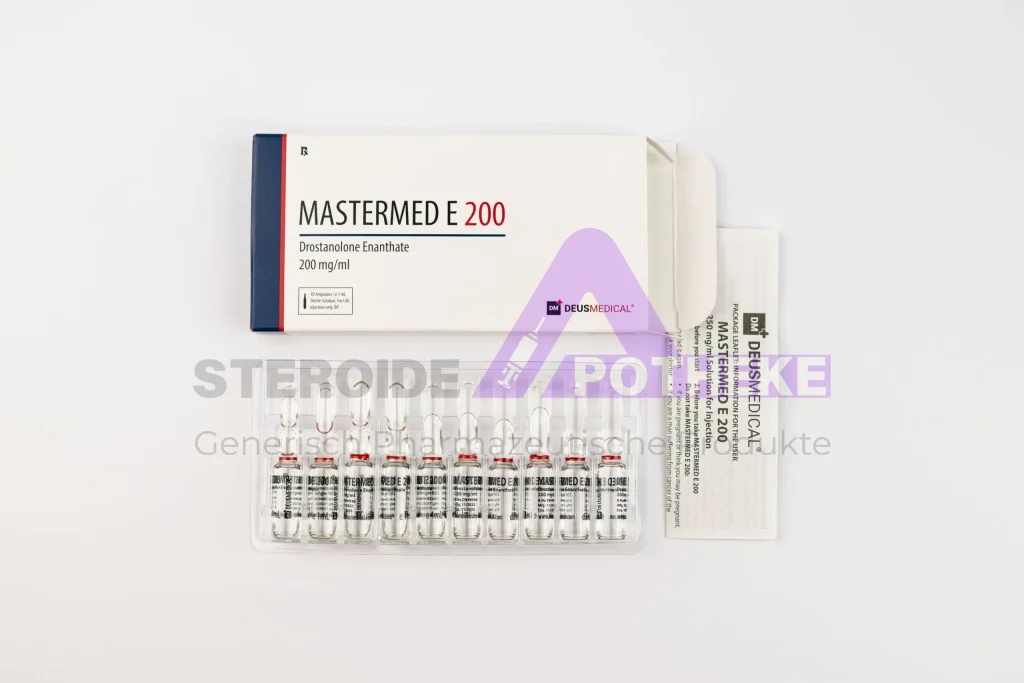 Mastermed E 200 (Drostanolon-Enanthate 200 mg/ml) 10-ml-Flasche öliger Lösung zur intramuskulären Injektion – langwirkendes, nicht-aromatisierendes DHT-Derivat von DeusMedical