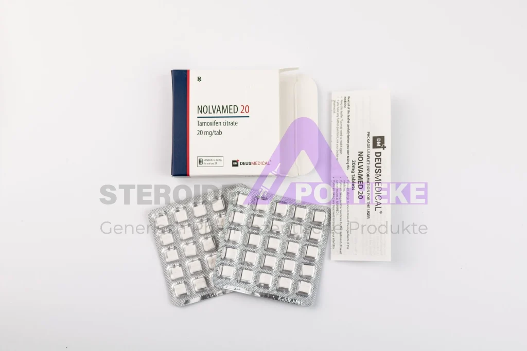 Nolvamed 20 (Tamoxifen-Citrat 20 mg) 50-Tabletten-Blister von DeusMedical – selektives östrogenrezeptor-modulierendes Antiöstrogen für PCT und Gynäkomastie-Prävention