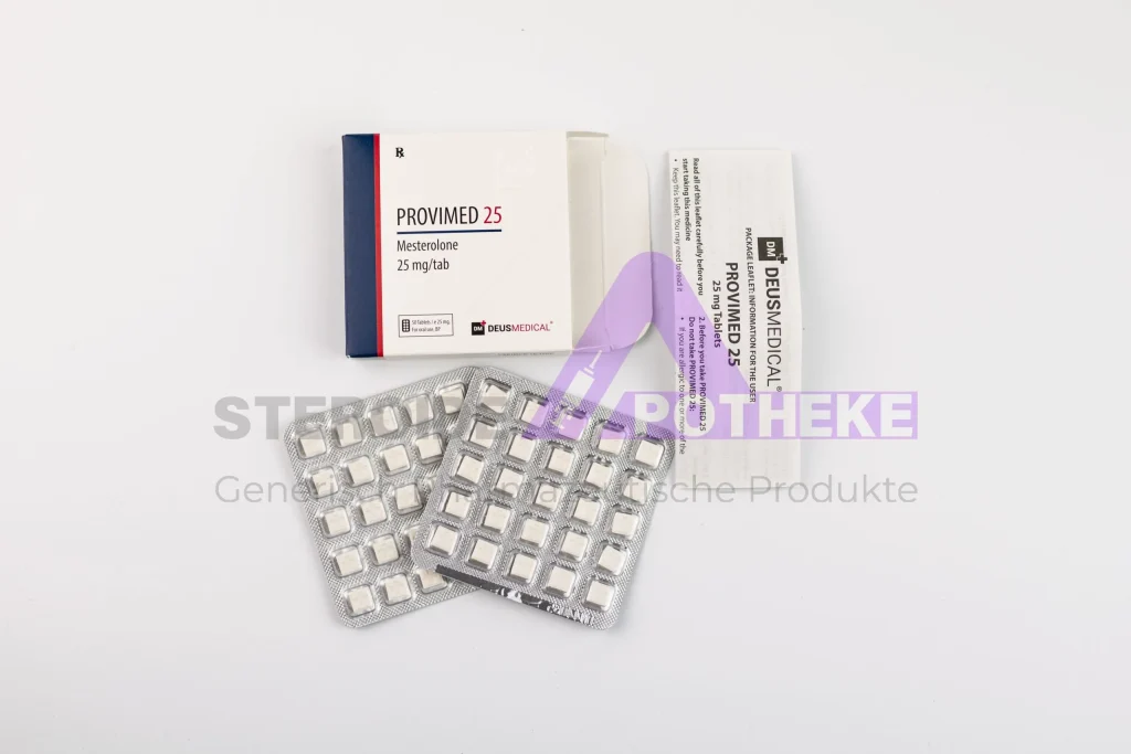ProviMed 25 Mesterolon von Deus Medical – 50 Tabletten à 25 mg zur Östrogen-Kontrolle, freiem Testosteron-Boost und harter Muskeldefinition