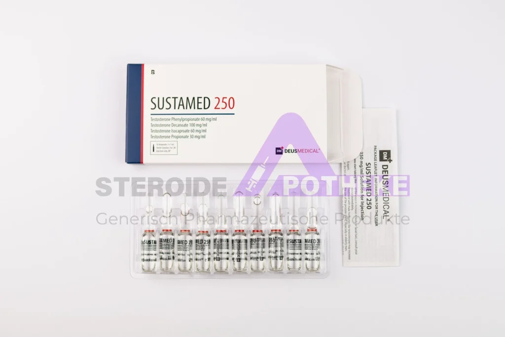 Sustamed 250 (Sustanon 250 mg/ml) 10-ml-Flasche öliger Lösung zur intramuskulären Injektion – langwirksames Testosteron-Misch-Ester-Präparat von DeusMedical