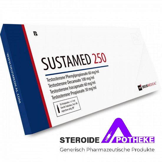 SUSTAMED 250 von Deus Medical. Fläschchen mit 10 ml, enthält 250 mg/ml Testosteron-Mix