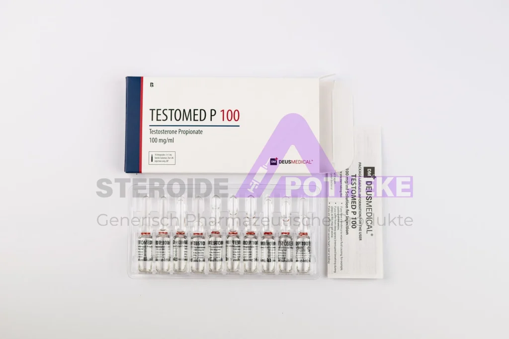 Testomed P 100 (Testosteron-Propionat 100 mg/ml) 10-ml-Flasche öliger Lösung zur intramuskulären Injektion – kurzwirksames anaboles Androgen von DeusMedical