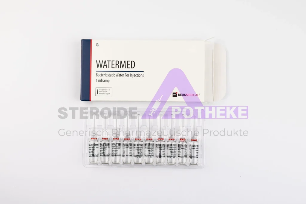WATERMED (Bakteriostatisches Wasser) 10 Ampullen à 1 ml mit 0,9 % Benzylalkohol – sterile, nicht-pyrogene Lösung zur Rekonstitution von Peptiden und Hormonen für subkutane, intramuskuläre oder intravenöse Injektion von DeusMedical
