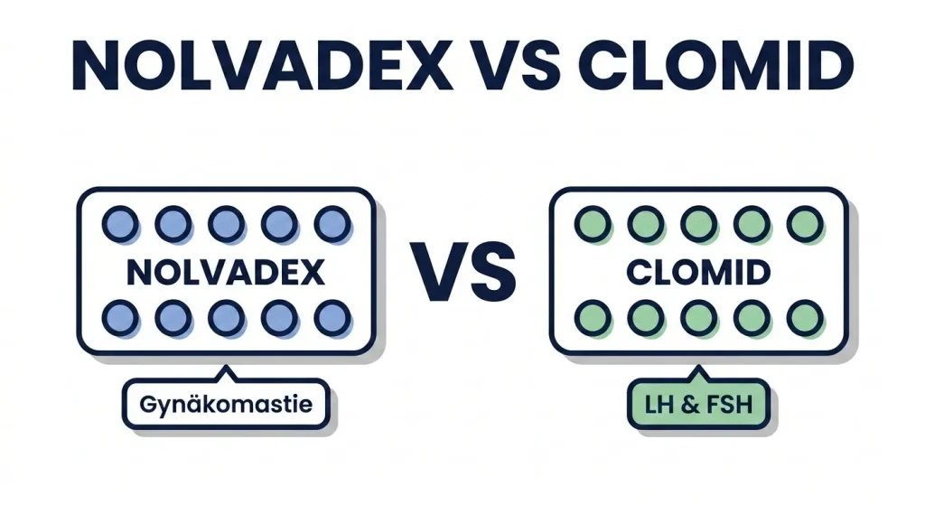 Nolvadex vs. Clomid – Vergleich der beiden SERMs für PCT: Gynäkomastie-Schutz vs. LH & FSH Stimulation