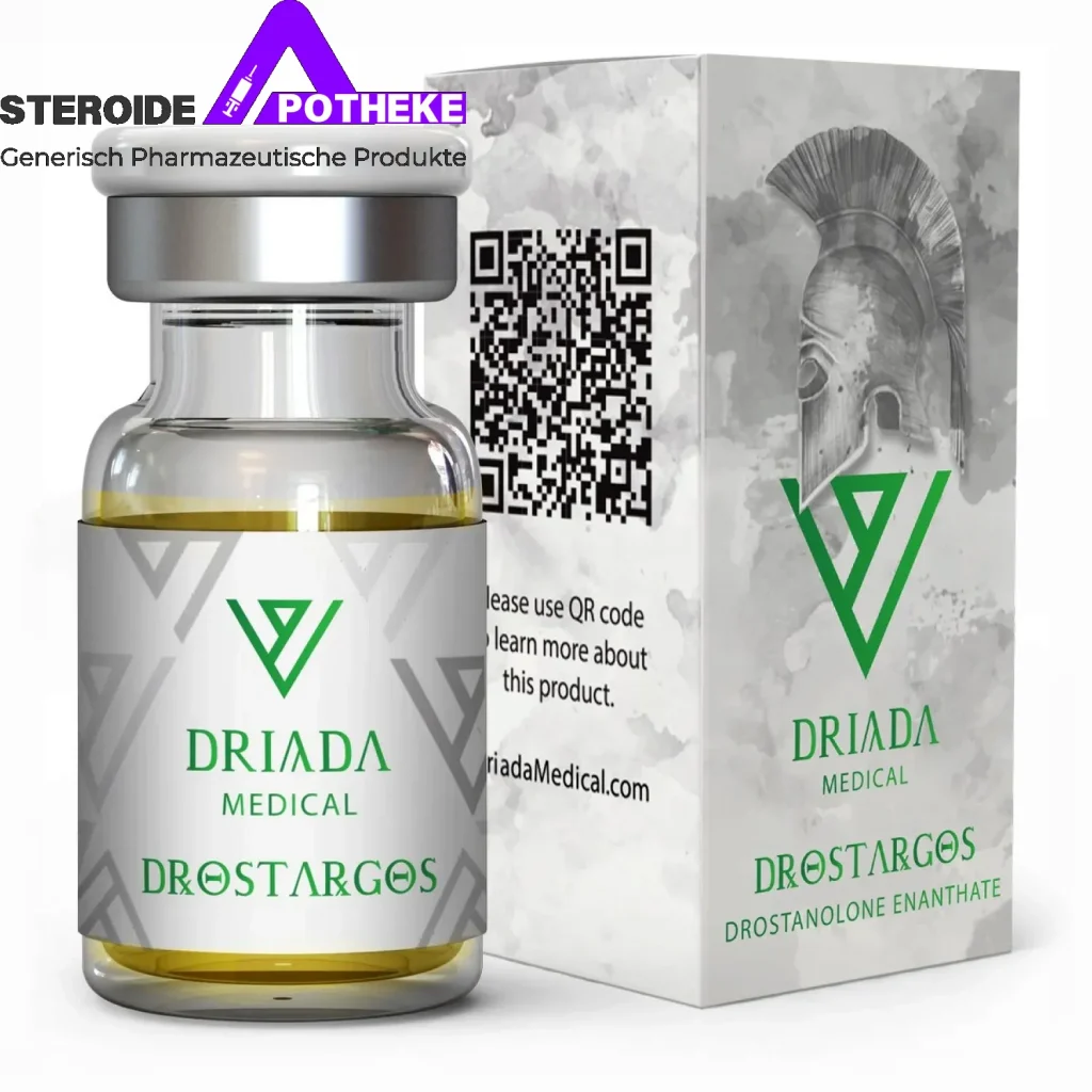 Drostargos 200 mg/ml Drostanolon-Enanthat von Driada Medical – 10 ml Fläschchen 200 mg/ml für langsame, aber extrem harte und veinsige Muskelmasse, anti-östrogen und ideal für Contest- oder Beach-Phase