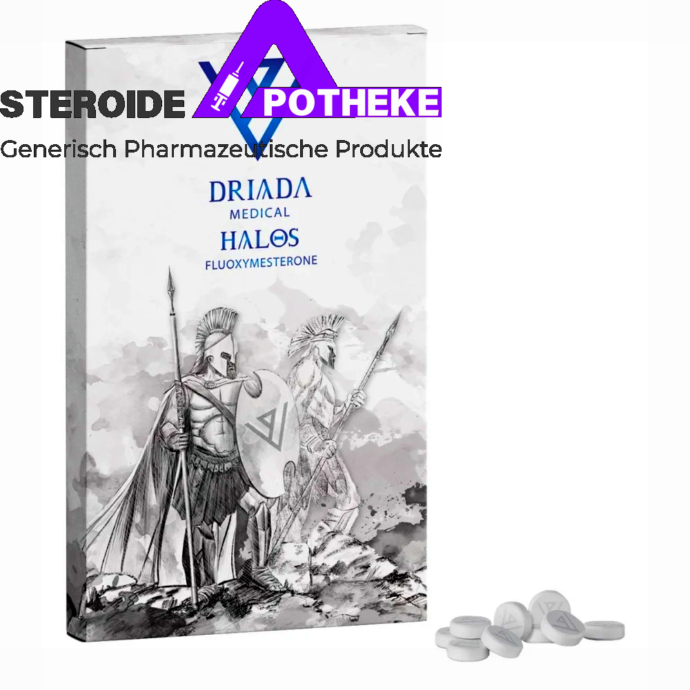 Halos 5 mg (Fluoxymesteron) Driada Medical 100 Tabletten - starkes anaboles Steroid zur Steigerung der Muskelmasse und -kraft.