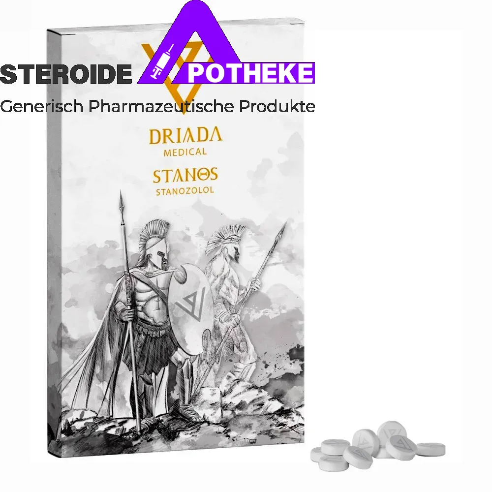 Stanos 10 mg Stanozolol (Winstrol) von Driada Medical – 17α-methyliertes, nicht-aromatisierendes anaboles Steroid zur Steigerung der Muskeldefinition, Venenausprägung, Ausdauer und Fettabbau ohne Östrogenaktivität.