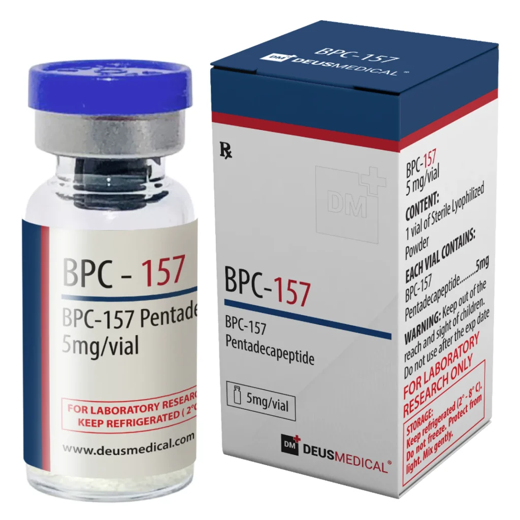 BPC-157 Pentadecapeptide 5 mg von Deus Medical – 1 Fläschchen zur Injektion für beschleunigte Heilung von Sehnen, Bändern und Muskeln sowie verbesserte Gelenk-Regeneration und Darm-Schutz