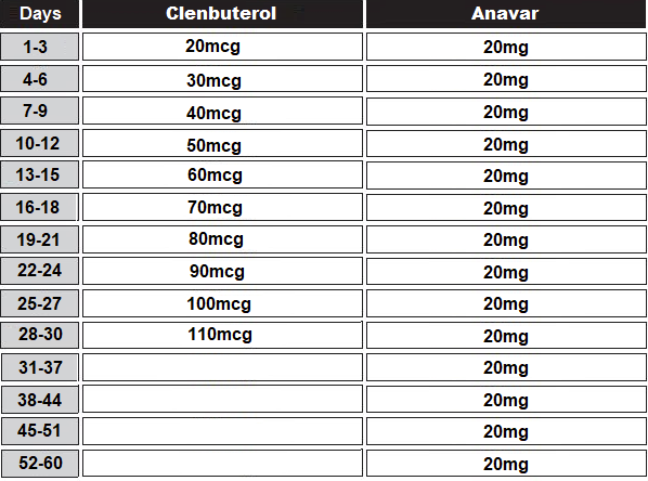 Anavar- und Clenbuterol-Kuren für Männer Zeitplan