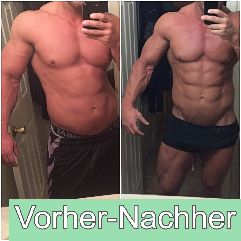 Bodybuilder vor und nach der Einnahme von Trenbolon