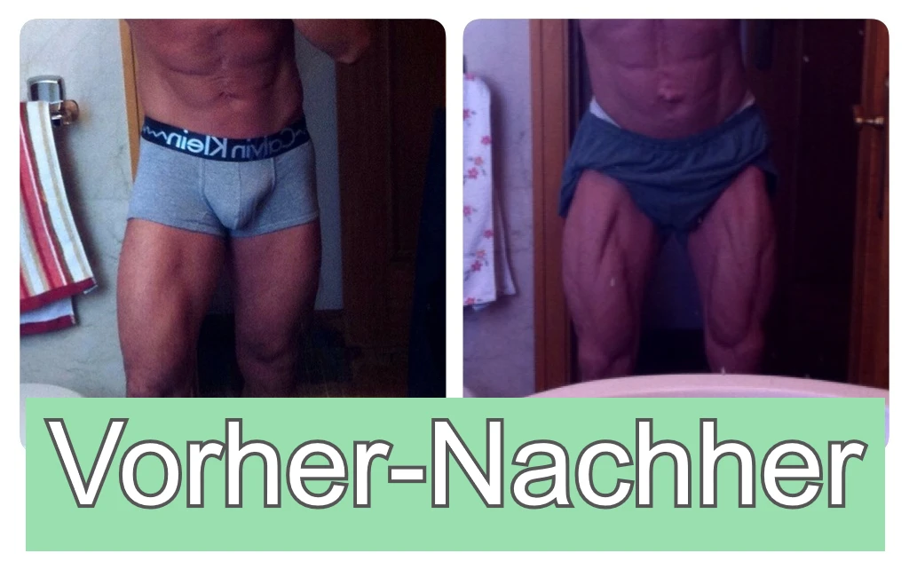 Bodybuilder vor und nach der Einnahme von Trenbolon