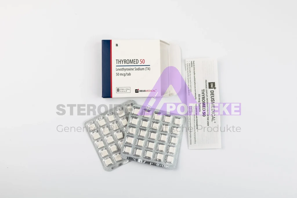 Thyromed 50 Levothyroxin-Natrium T4 von Deus Medical – 100 Tabletten à 50 µg zur Schilddrüsen-Hormon-Ersatz-Therapie und Stoffwechsel-Beschleunigung