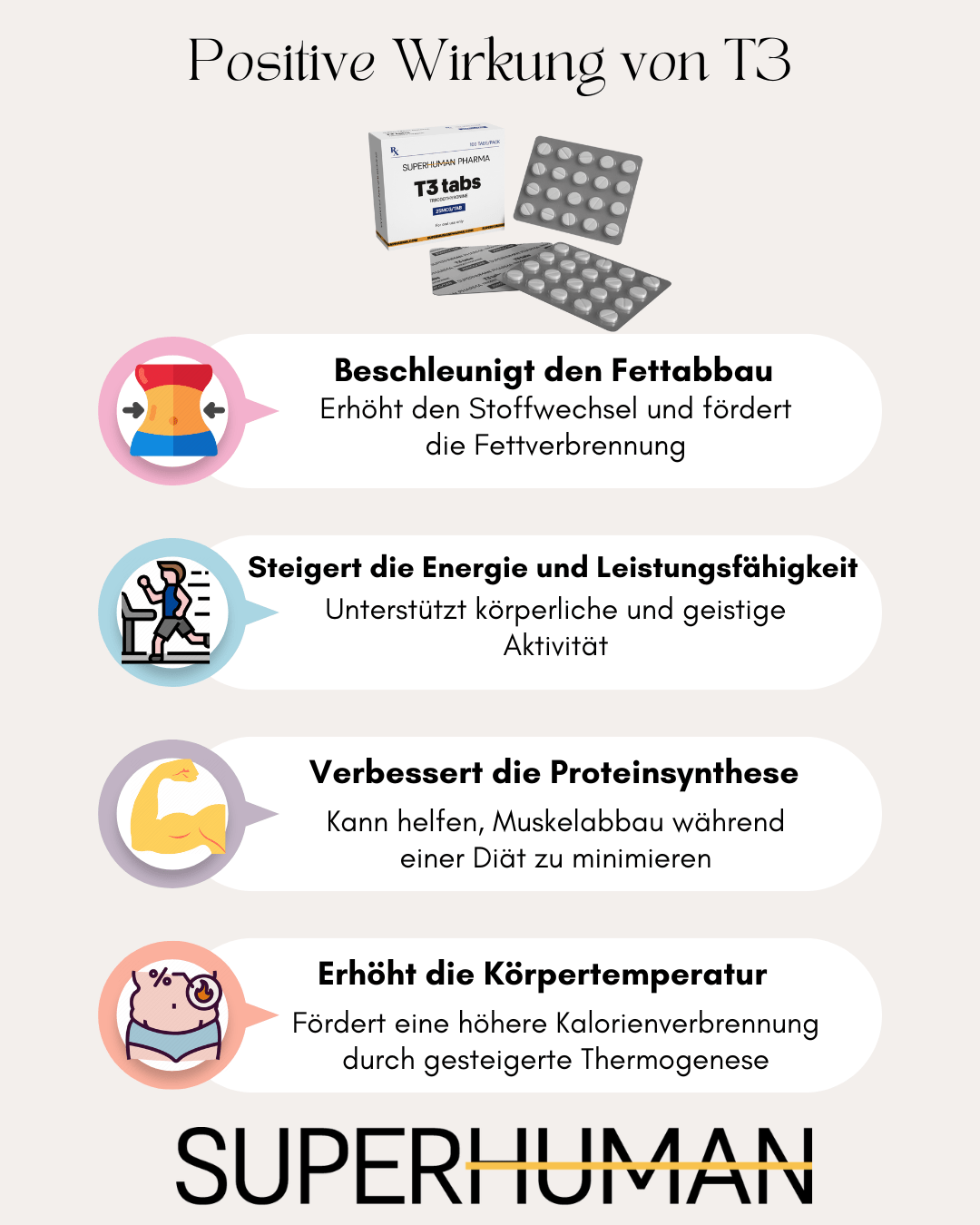 Infografik über die Wirkung von Cytomel T3