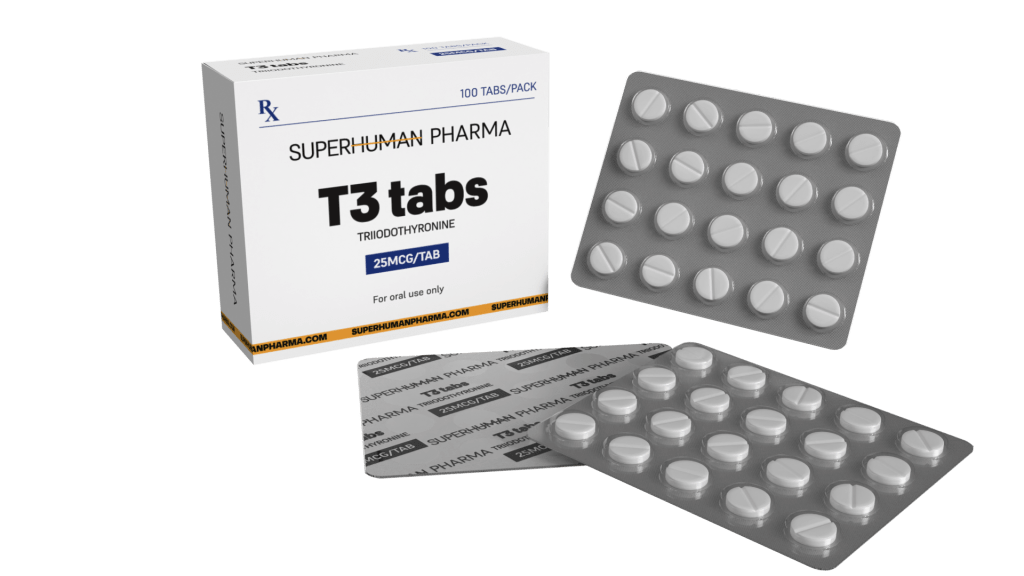 T3 25 mcg [100 Tabletten] von SuperHuman Pharma, ein Nahrungsergänzungsmittel zur Unterstützung des Stoffwechsels