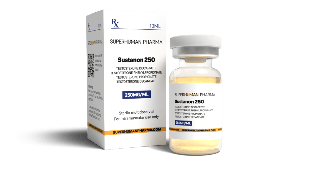 Sustanon 10 ml [250 mg/ml] von SuperHuman Pharma, ein Testosteron-Präparat zur Unterstützung des Muskelaufbaus und der Leistungssteigerung