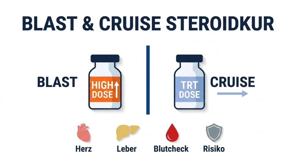 Blast & Cruise Steroidkur – Risiken für Herz, Leber und Gesundheit bei dauerhafter Steroidanwendung ohne Pause