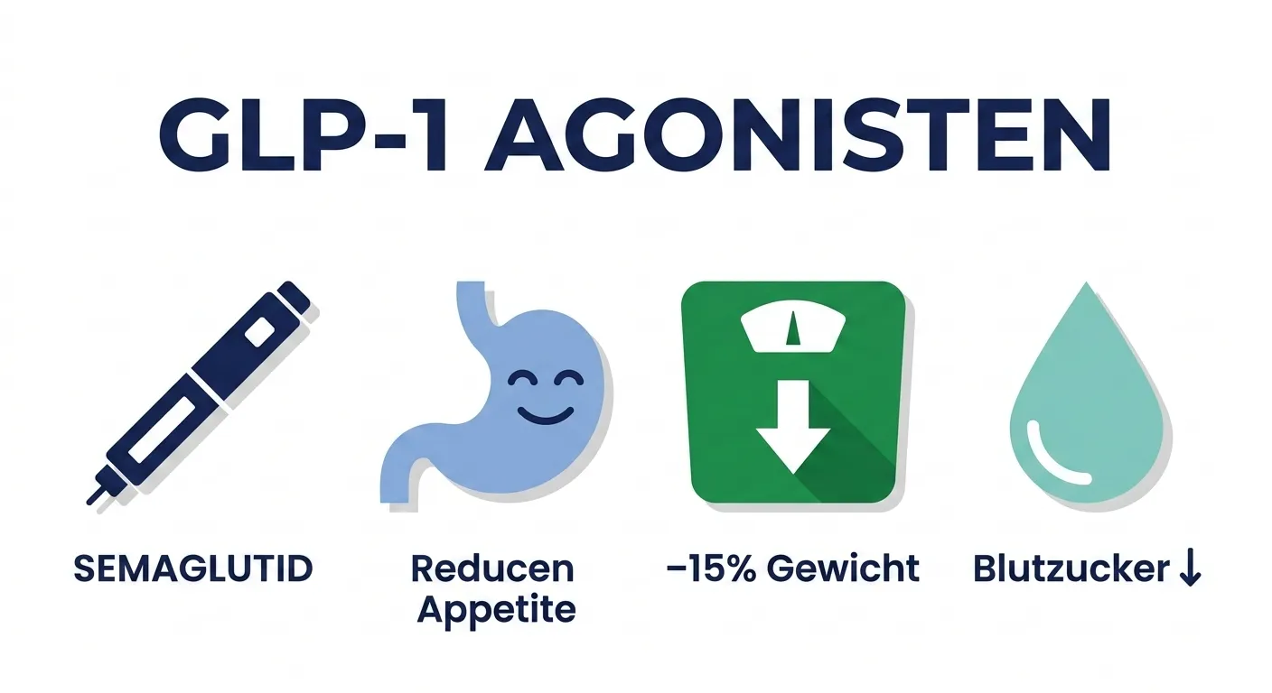 GLP-1-Agonisten – Semaglutid und andere Diabetesmedikamente zur Gewichtsreduktion mit bis zu 15% Körpergewichtsverlust