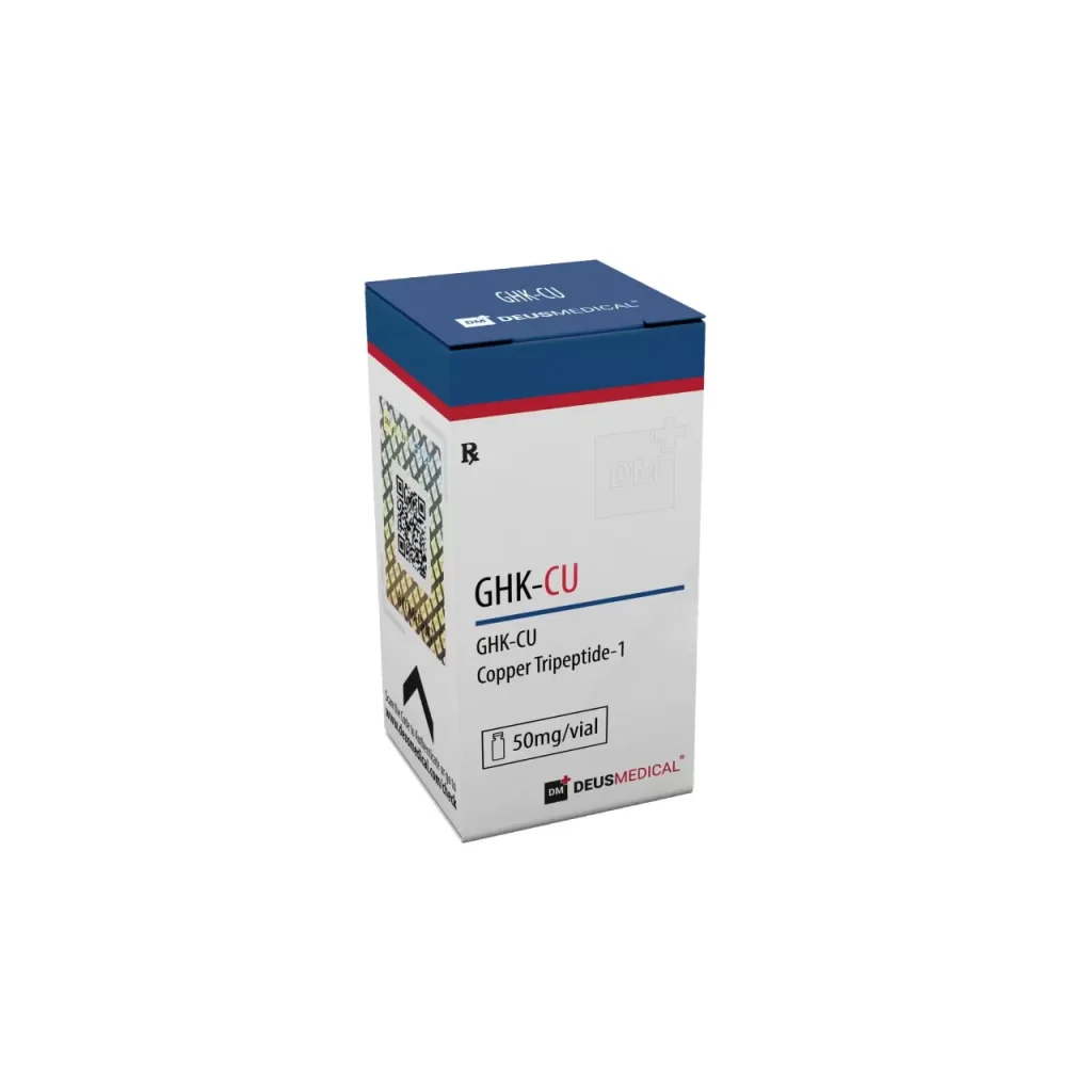 GHK-Cu Kupfer-Tripeptid-1 50 mg Vial zur subkutanen oder topischen Anwendung – sterile, lyophilisierte Form von Deus Medical