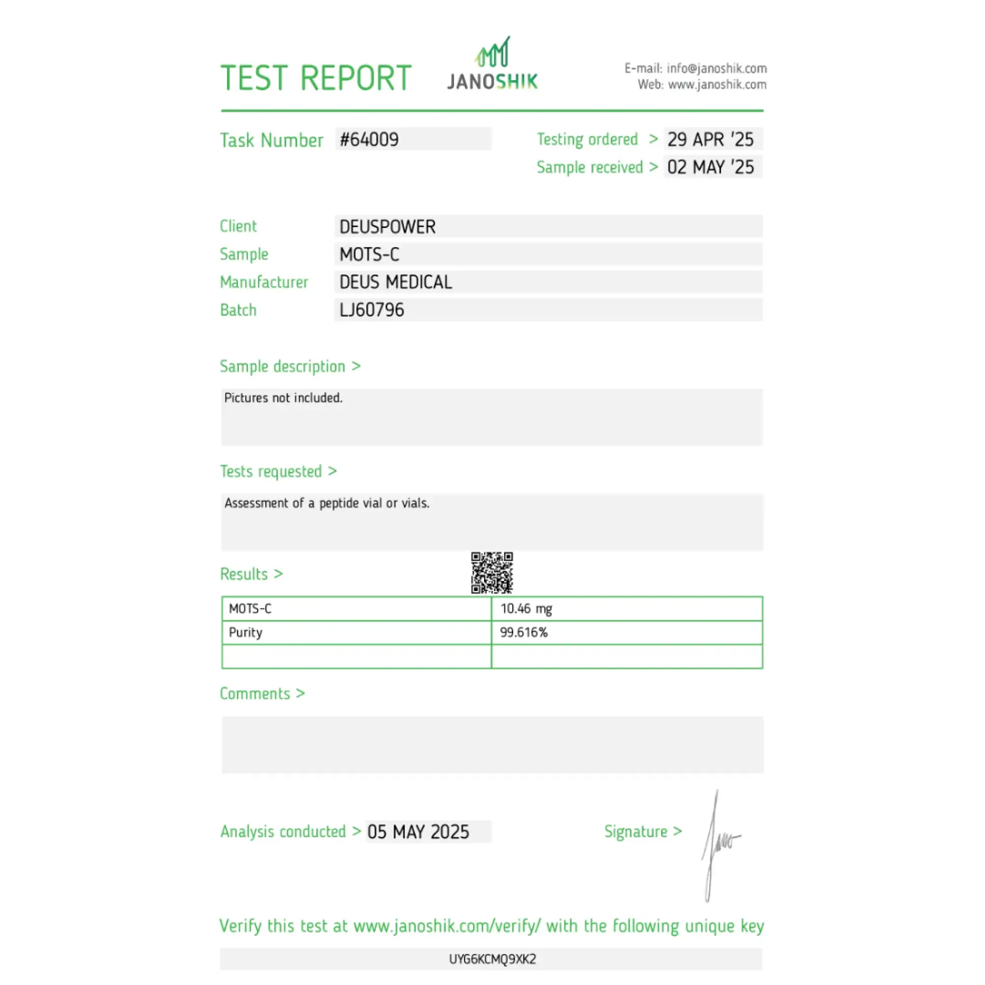 MOTS-C (Mitochondrial-Derived Peptide) Deus Medical 2 MOTS-C Peptide: Deus Medical mitochondrial-derived 5mg. Metabolism boost, energy regulation, 5mg lyophilisate, lab grade, not for human consumption.