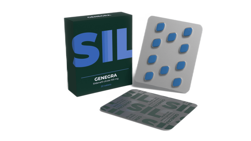 Genegra 20 mg - 20 Tabletten des Generikums Viagra Sildenafil gegen erektile Dysfunktion, schnell wirkend und bis zu 36 h Dauer