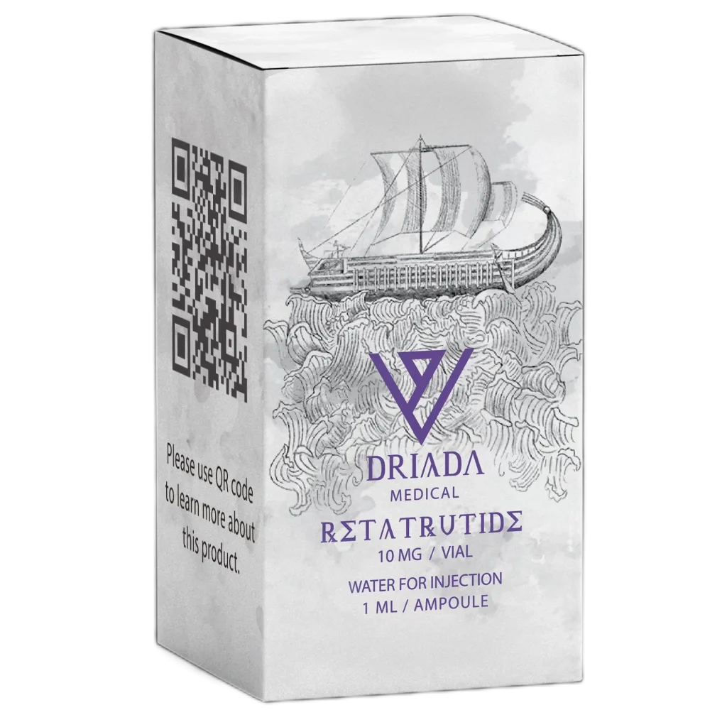 Retatrutide 10 mg von Driada Medical – 1 Fläschchen Triple-GIP/GLP-1/Glucagon-Rezeptor-Agonist zur starken Appetitreduktion, Blutzucker-Senkung und beschleunigtem Fettabbau bei gleichzeitiger Muskel-Erhaltung