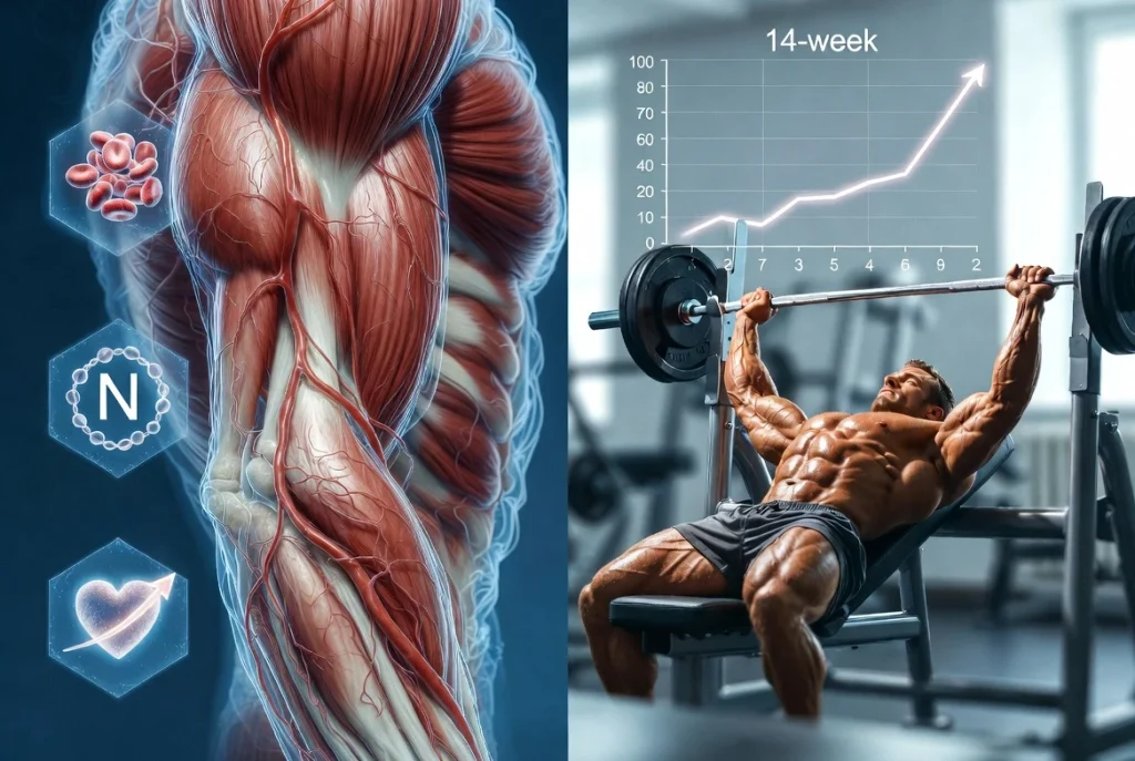 Auswirkungen von Boldenon (Equipoise) auf die Muskeldefinition und Vaskularität bei einem schlanken Bodybuilder: Eine erhöhte Anzahl roter Blutkörperchen verbessert die Sauerstoffversorgung und die Sichtbarkeit der Venen, wobei die Wasserretention im Vergleich zu anderen Steroiden minimal ist.