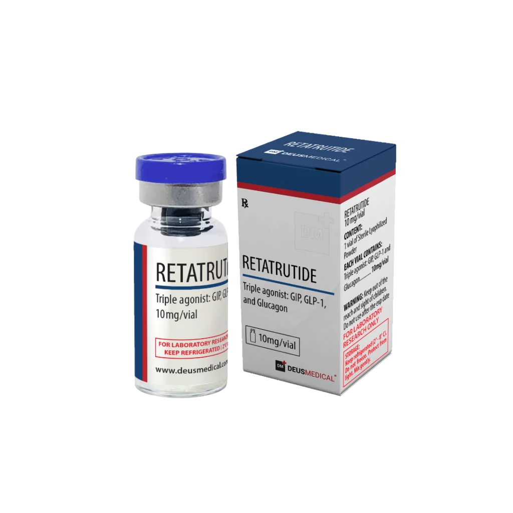 Retatrutide 10 mg Deus Medical – 1 Fläschchen GIP/GLP-1/Glucagon-Triple-Rezeptor-Agonist zur maximalen Appetitreduktion, Blutzucker-Senkung und beschleunigtem Fettabbau – einmal wöchentlich subkutan, 4-8-Wochen-Kur