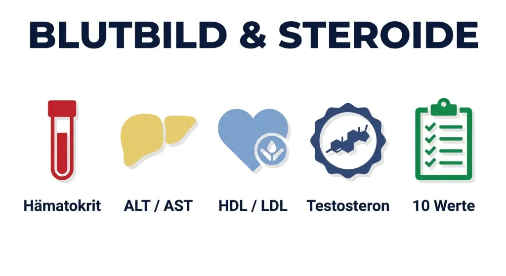 Blutbild und Steroide – 10 wichtige Blutwerte: Hämatokrit, Leberwerte ALT/AST, Cholesterin HDL/LDL und Testosteron testen