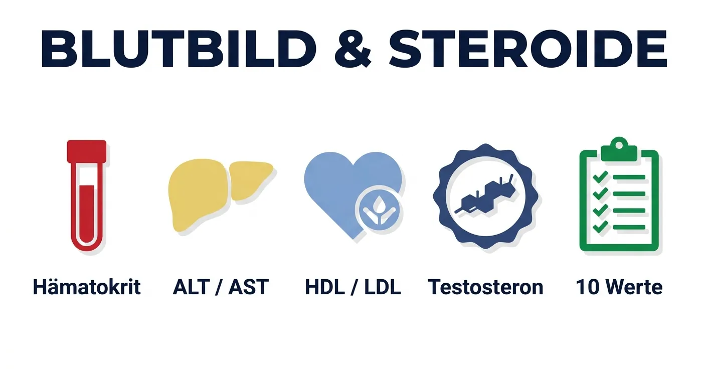 Blutbild und Steroide – 10 wichtige Blutwerte: Hämatokrit, Leberwerte ALT/AST, Cholesterin HDL/LDL und Testosteron testen