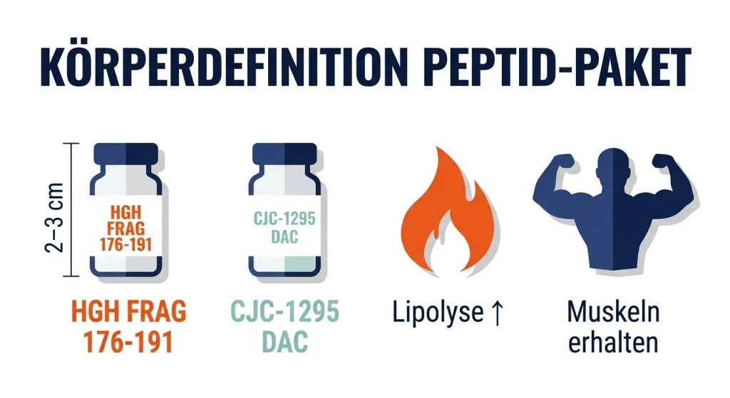 Körperdefinition Peptid-Paket – HGH Fragment 176-191 und CJC-1295 DAC für Lipolyse, Fettabbau und Muskeldefinition in 8 Wochen