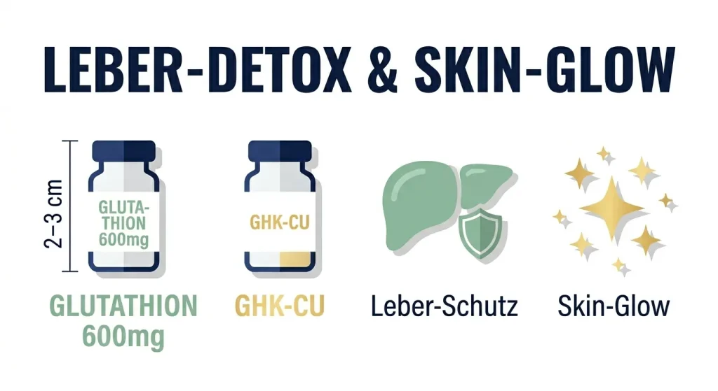 Leber-Detox und Skin-Glow Peptid-Paket – Glutathion 600mg für Leberentgiftung und GHK-Cu für Kollagensynthese und Hautverbesserung