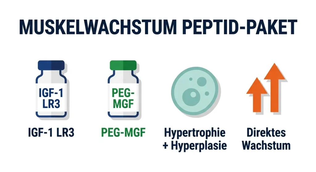 Muskelwachstum Peptid-Paket – IGF-1 LR3 und PEG-MGF für direkte Hypertrophie und Hyperplasie auf zellulärer Ebene in 6 Wochen