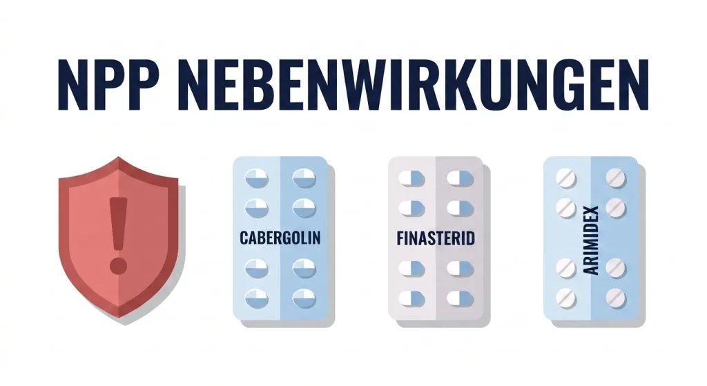 Nebenwirkungen von NPP – Blähungen, Haarausfall und kardiovaskuläre Risiken mit Cabergolin, Finasterid und Arimidex kontrollieren