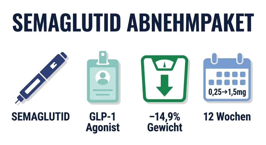 Semaglutid Abnehmpaket 12 Wochen – GLP-1-Rezeptoragonist für 14,9% Gewichtsverlust mit schrittweisem Aufdosierungsplan